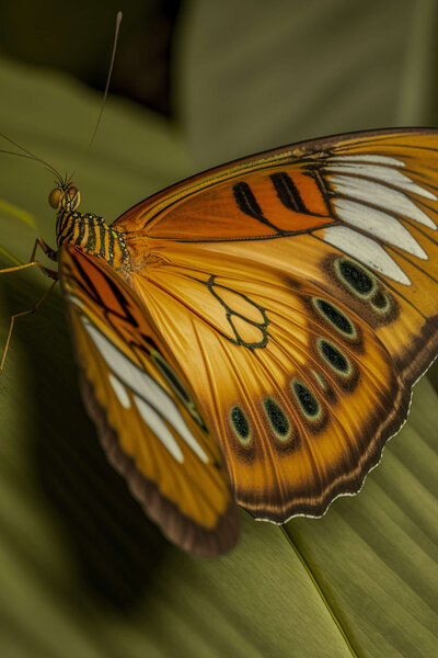 orange and white butterfly on a leaf