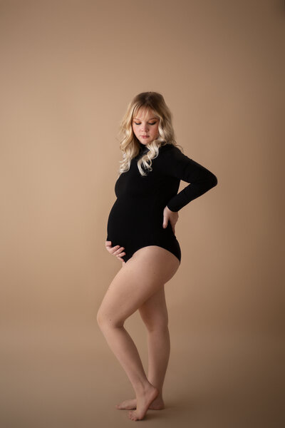 Maternity portrait, black bodysuit