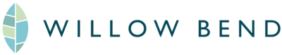 Willow bend logo in blue text next to a stylized green and blue leaf