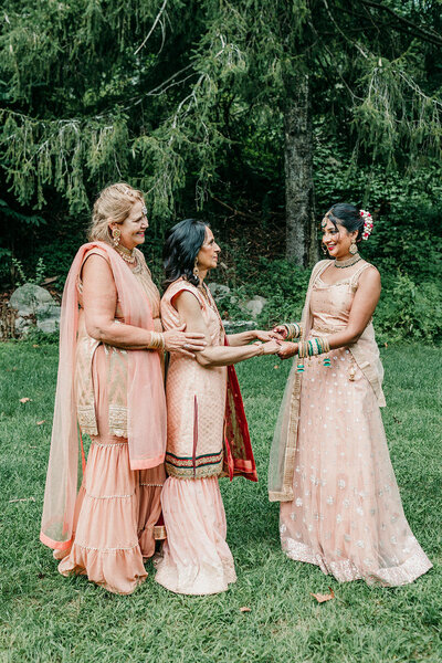 Muslim bride with family before her Nikkah ceremony