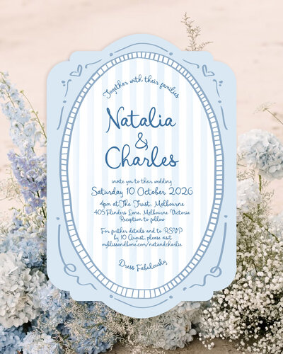 Bar signage for wedding in pastel blue by State of Elliott