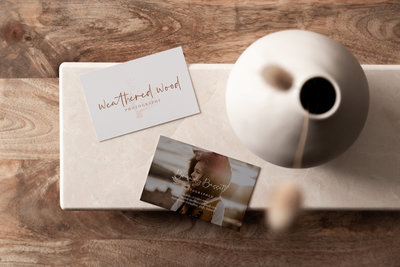Weathered Wood Photography Business Card Mockup