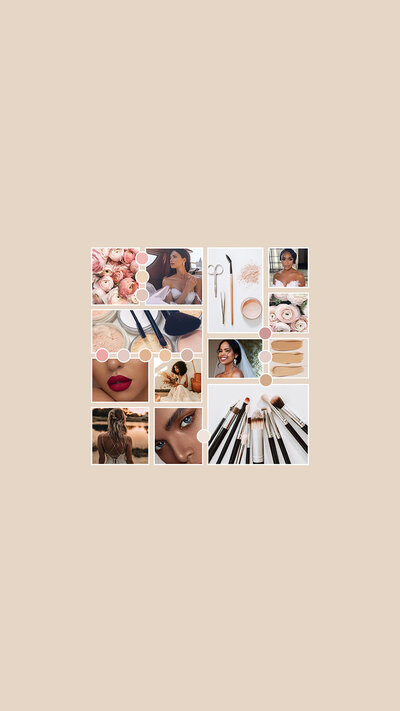 Elegant branding for a wedding makeup artist, highlighting soft tones and refined, feminine details.