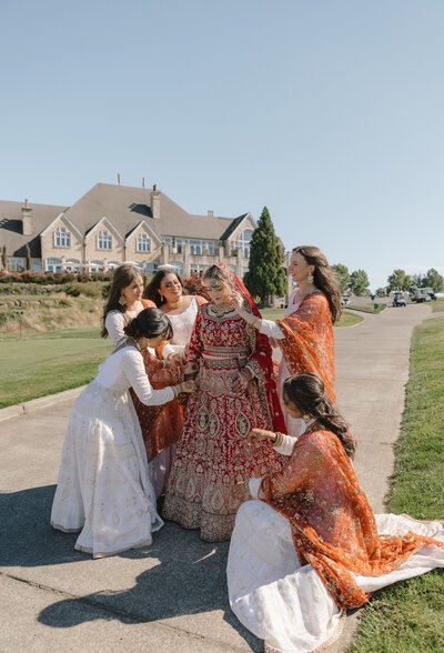 Bride and Bridesmaids at The Golf Club at Newcastle wedding in Newcastle, WA