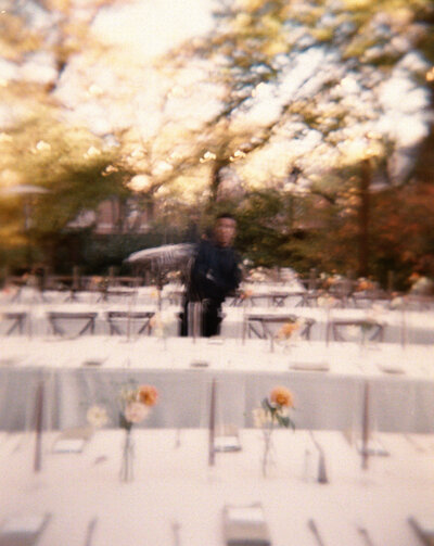 Bride and groom greet guests during cocktail hour at Glen Foerd Estate in Philadelphia, PA