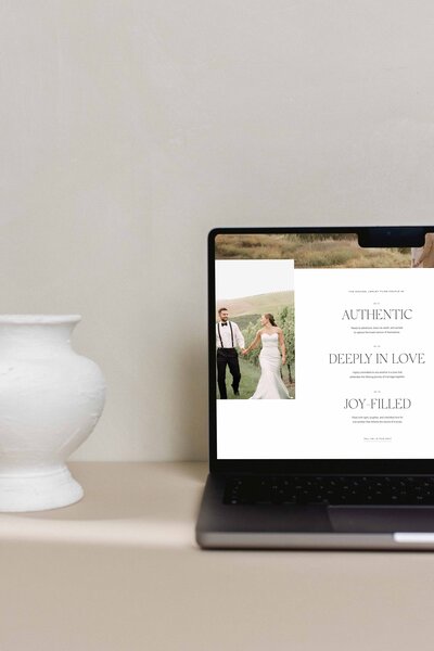 Wedding videographer website on laptop