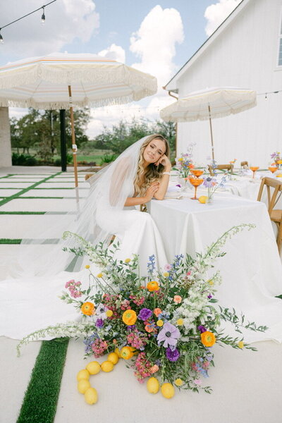 Colorful wedding flowers at a central Texas wedding.