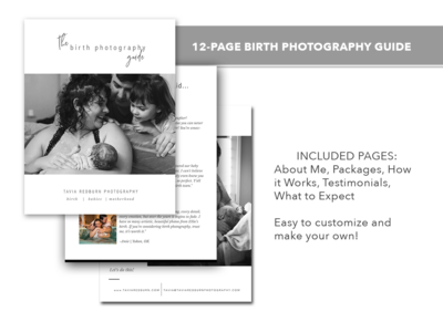 Birth Photography services Guide Template