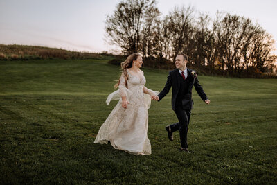 bride looking at groom