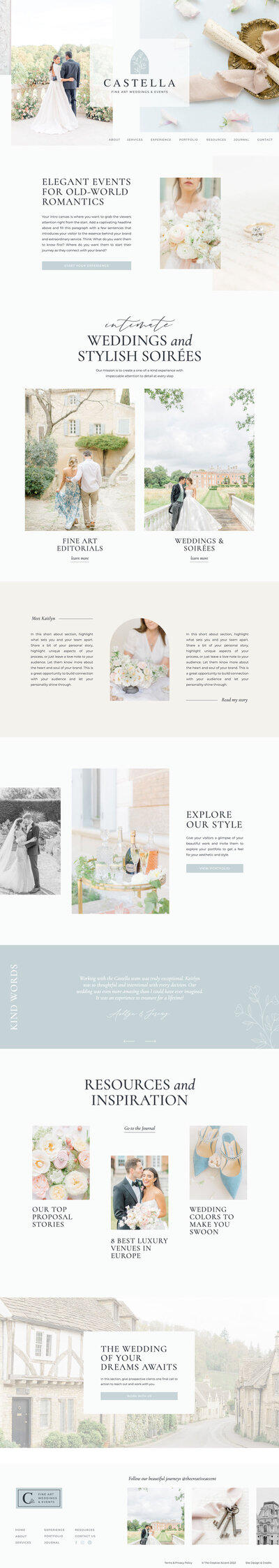 showit website template for wedding planners