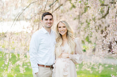 Husband and wife maternity photos in Bristol, Rhode Island