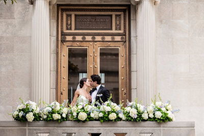 An enchanting series of portraits featuring Devan and Brett amidst the courtyard of The Bell Event Centre, showcasing their playful and romantic wedding day moments.