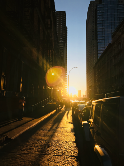 The sun setting on the west side of Chelsea, New York City - daydreaming of a life through entrepreneurship. 