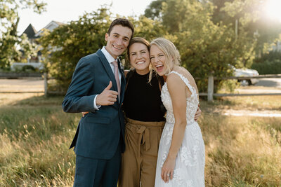 Couple happy with photographer