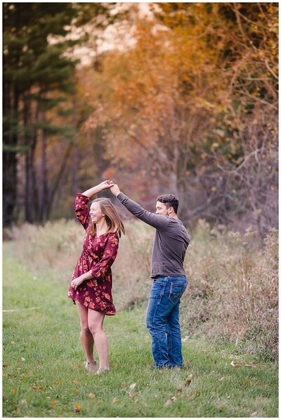 Couple dancing outside