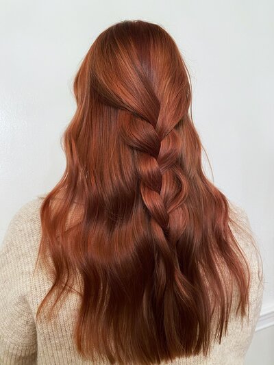 Copper red hair completed at Moxie Hair Studio