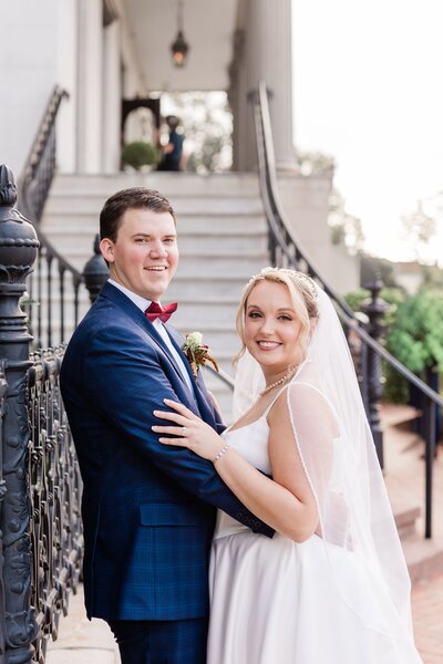 An elegant portrait of Lauren + Houston after their elopement ceremony at Whitefield Square in Savannah, captured as part of our Savannah Elopement Package.