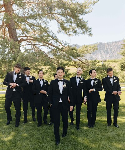Groom & Groomsmen All Lined Up - Mikayla & Mario | Harmony Meadows Wedding - Lake Chelan Wedding