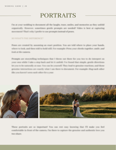 Minimal Wedding Video Guide Portrait Page