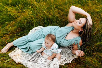 Mommy and her daughter enjoying the summer days