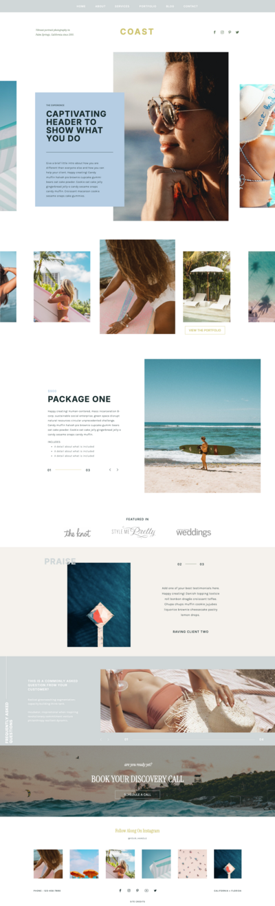 Coast Showit Template by Salt & Spruce Co - Services - Desktop
