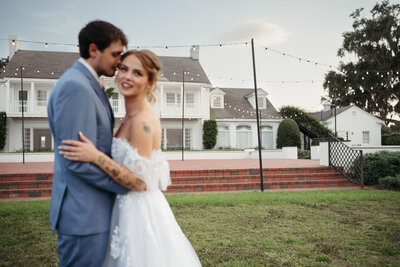 young newly married couple portraits taken at adams estate