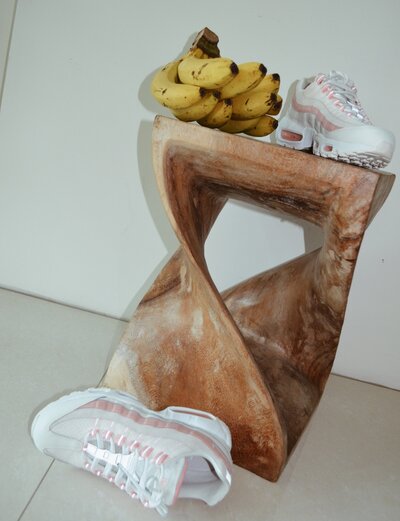 Sneakers Photographed with Fruits in Rustic Setting