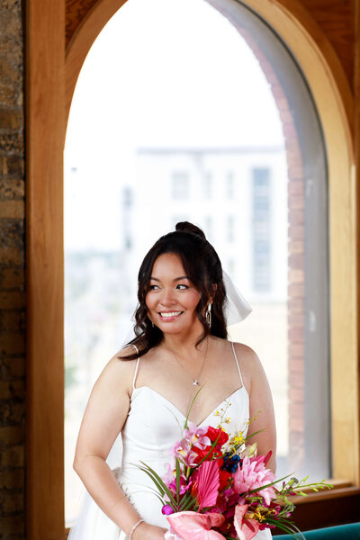 happy bride with wedding coordinator wisconsin