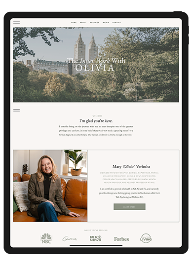 Website design for a New York City therapist and media consultant, featuring a modern and user-friendly layout.