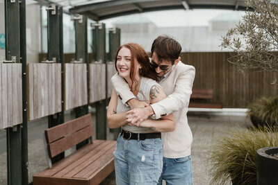 Engagement photography at Auckland's Muriwai Beach with a beautiful Indian couple
