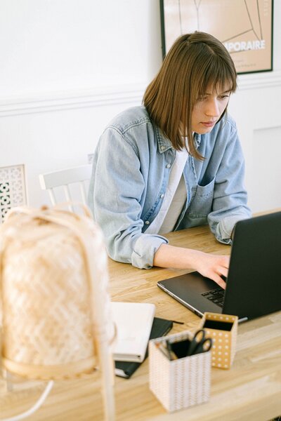 Woman working on a computer