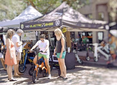 Electric Go-Bikes on display at RV Show and Boat Show