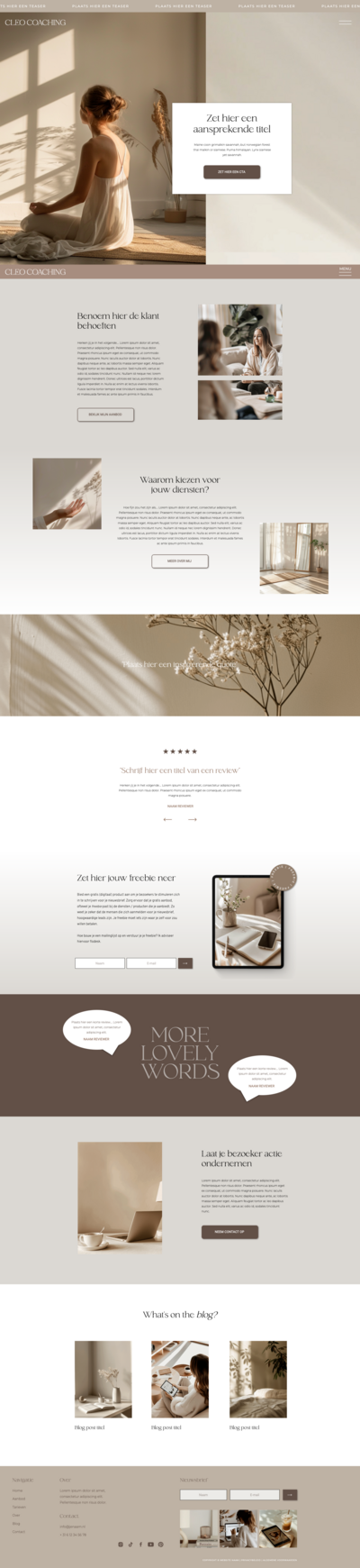 CLEO Showit template - Elegant website design voor coaches, lifestyle, health coaches, fotografen en hormoontherapeuten | JME Communicatie