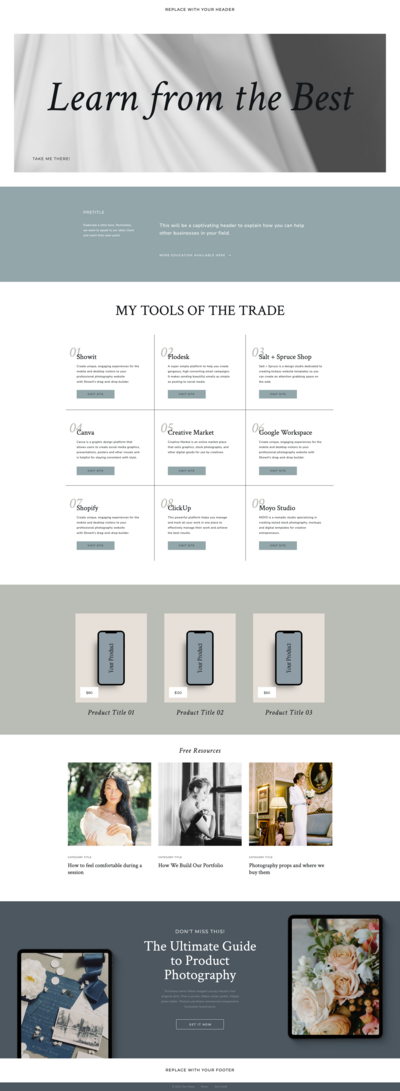 Universal Resources Showit Template by Salt and Spruce Co_Universal Tools - Template 1