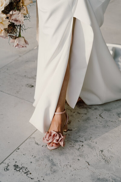 The Lovers Elopement Co - long wedding dress with bridal heel