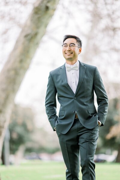 Editorial wedding photography portrait of groom