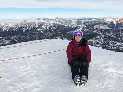 Jessica Chenard at Lone Peak, summit at Big Sky Resort