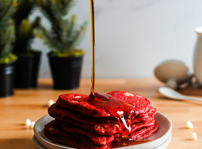 red velvet pancakes breakfast recipe Jackie O.