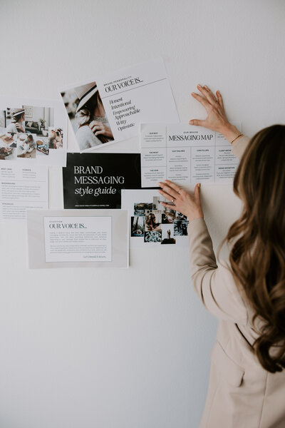 Website copywriter Erika Fitzgerald creating a brand messaging map as part of her website copywriting process
