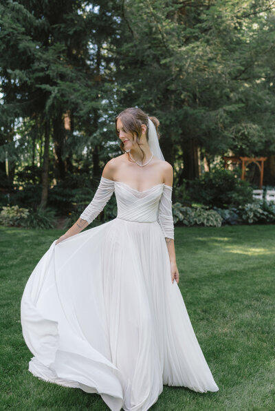Bride portraits at Evergreen Gardens Ferndale WA