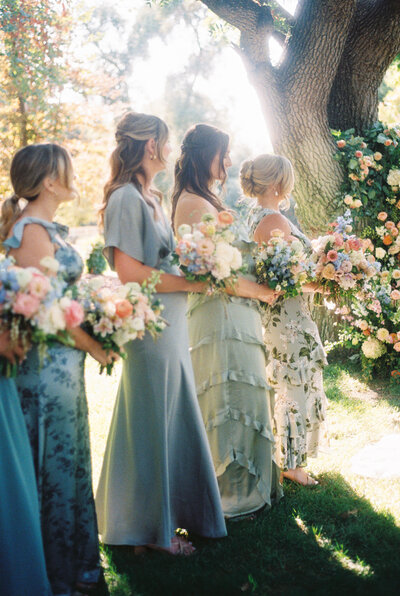 Bridesmaids at a wedding ceremony at the Maples in Northern California