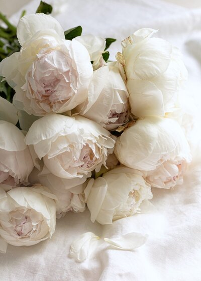 Luxe white bridal peony bunch