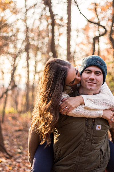 Outdoor fall engagement photos by jaimee rae photography carhartt vest