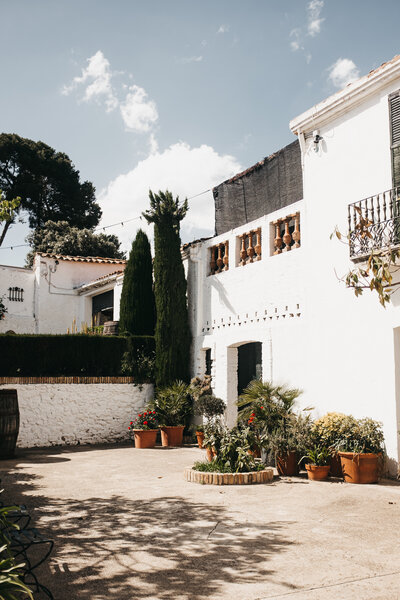 spanish home and courtyard, white