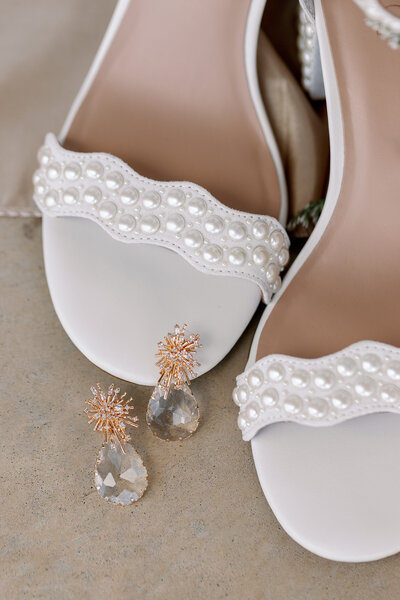 Bridal shoes and earrings