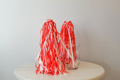 TE Inventory-Clemson Orange and White Pom Poms Send Off Prop 026