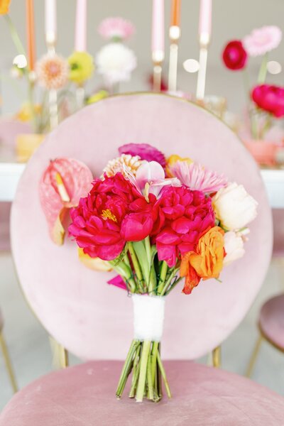 COlorful pink and orange wedding bouquet