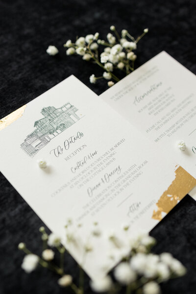 wedding invitation with venue illustration