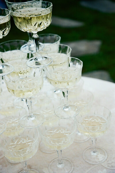 champagne glasses at wedding in woodstock vermont