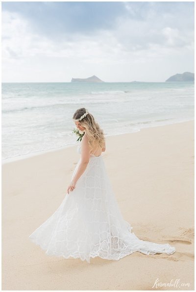 oahu beach wedding bride